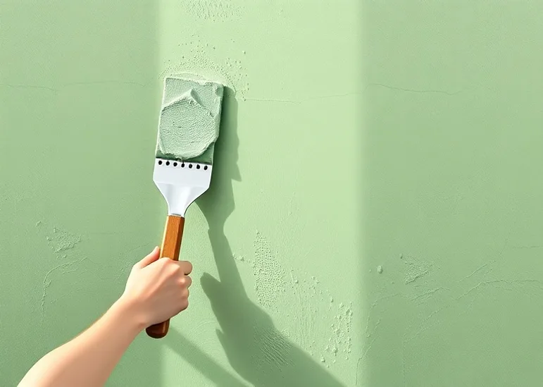 Application d'un enduit décoratif à la lisseuse sur un mur