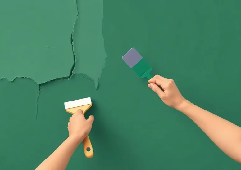 Ponçage et rebouchage des fissures avant mise en peinture